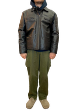 Carica l'immagine nel visualizzatore di Gallery, Giacca biker in vera pelle vintage taglia M