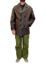 Carica l'immagine nel visualizzatore di Gallery, Giacca peacot in pelle vintage taglia L