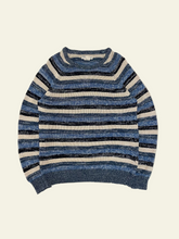 Carica l'immagine nel visualizzatore di Gallery, Maglione a Righe Blu e Azzurro Solid - 100% Cotone - Taglia L - Uomo