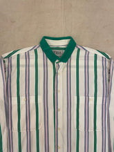 Carica l'immagine nel visualizzatore di Gallery, Camicia Vintage Anni '90 a Righe "THIS the max." – Colletto Polo | Made in Italy | Taglia XL