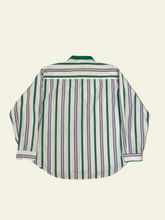 Carica l'immagine nel visualizzatore di Gallery, Camicia Vintage Anni '90 a Righe "THIS the max." – Colletto Polo | Made in Italy | Taglia XL