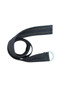 Cintura handcrafted in denim raw 13 once con ganci in metallo satinato