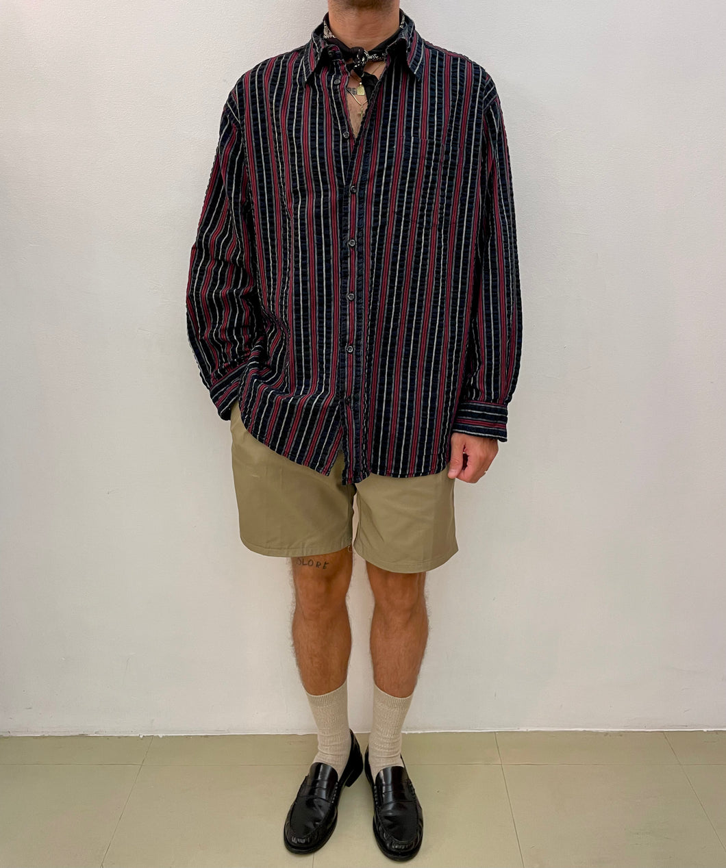 Camicia a righe plissé vintage taglia L
