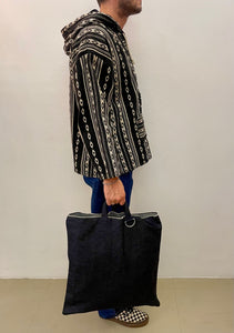Maxi shopper handcrafted in denim raw 13 once by pelorosso