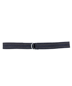 Cintura handcrafted in denim raw 13 once con ganci in metallo satinato