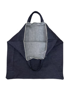 Maxi shopper handcrafted in denim raw 13 once by pelorosso
