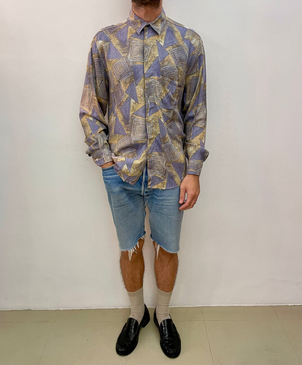Camicia fantasia in viscosa vintage taglia L