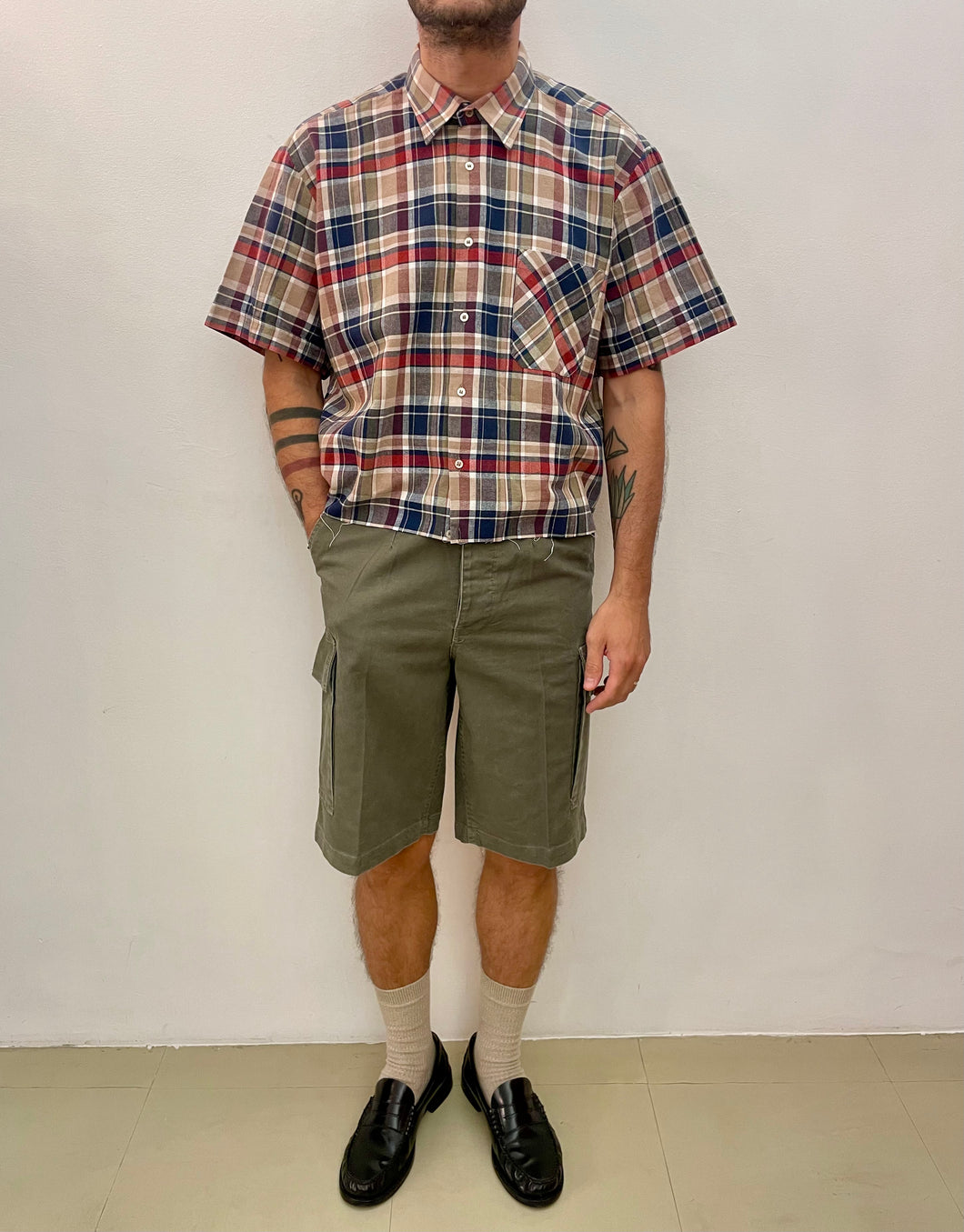 Camicia a quadri crop taglio vivo vintage taglia unica