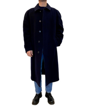 Carica l&#39;immagine nel visualizzatore di Gallery, Cappotto blu lana e cashmere manica raglan vintage taglia 52
