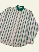 Carica l'immagine nel visualizzatore di Gallery, Camicia Vintage Anni '90 a Righe "THIS the max." – Colletto Polo | Made in Italy | Taglia XL

