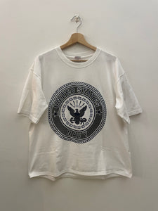 T shirt us navy vintage Made in usa taglia L crop