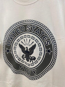 T shirt us navy vintage Made in usa taglia L crop