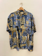 Carica l&#39;immagine nel visualizzatore di Gallery, Camicia fantasia in seta pura vintage taglia XL
