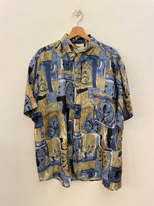 Camicia fantasia in seta pura vintage taglia XL