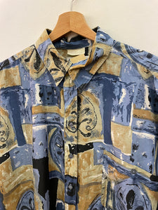 Camicia fantasia in seta pura vintage taglia XL