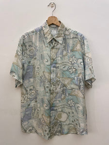 Camicia fantasia in pura seta vintage taglia L